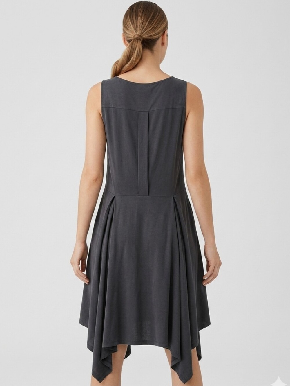 DREW Anthropologie NEW Charcoal Grey Modal Pleated Panel Dress Size Smal